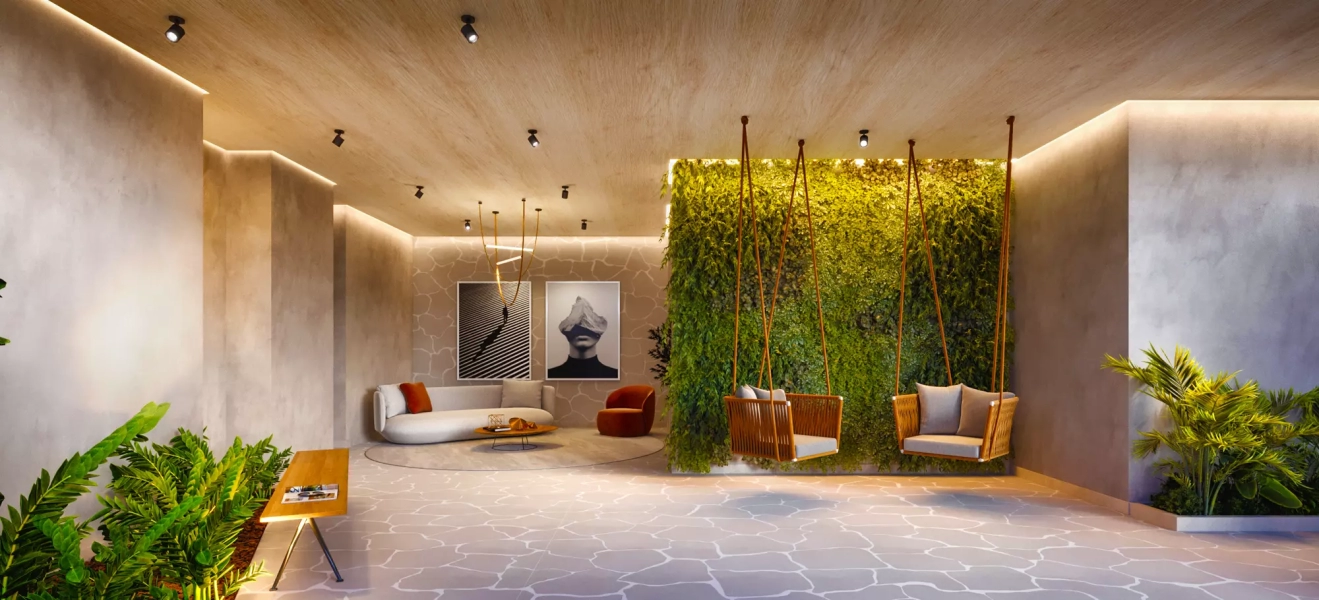 Perspectiva ilustrada do lounge