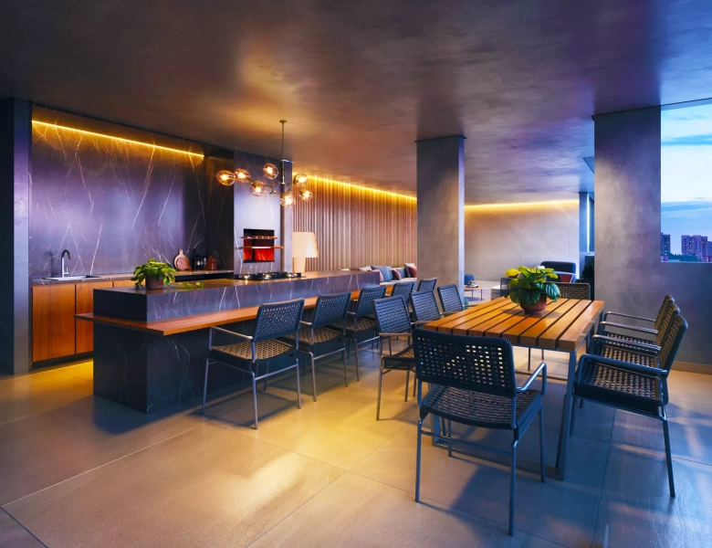 Perspectiva ilustrada da steak house